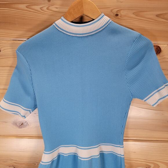 Vintage R&K Knits Jumper Dress Blue Knit 60s Size 14 - Picture 2 of 16